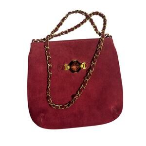 Van Eli Maroon Wine Suede Purse Chain and Jewel